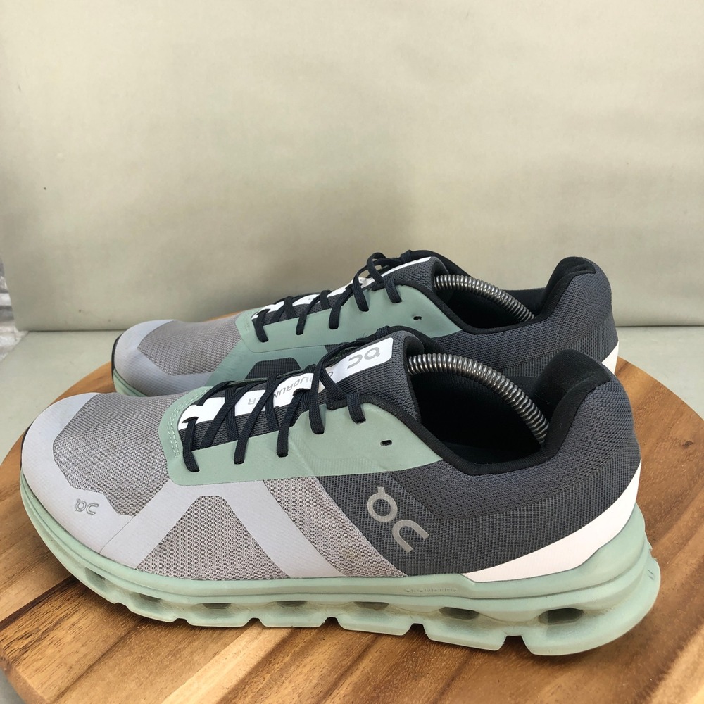 On Cloudrunner Running Shoes Mens Size 12.5 Gray Green Mesh Lightweight Cushion - Picture 4 of 9